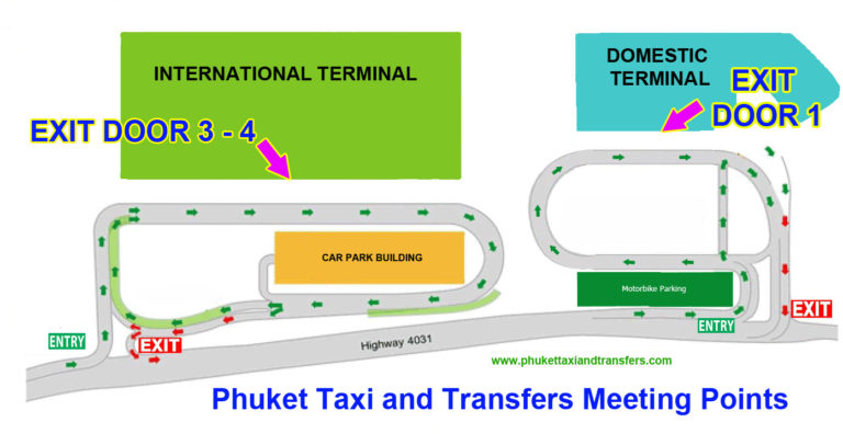 Meeting Points for Phuket Taxi and Transfers phuket airport layout